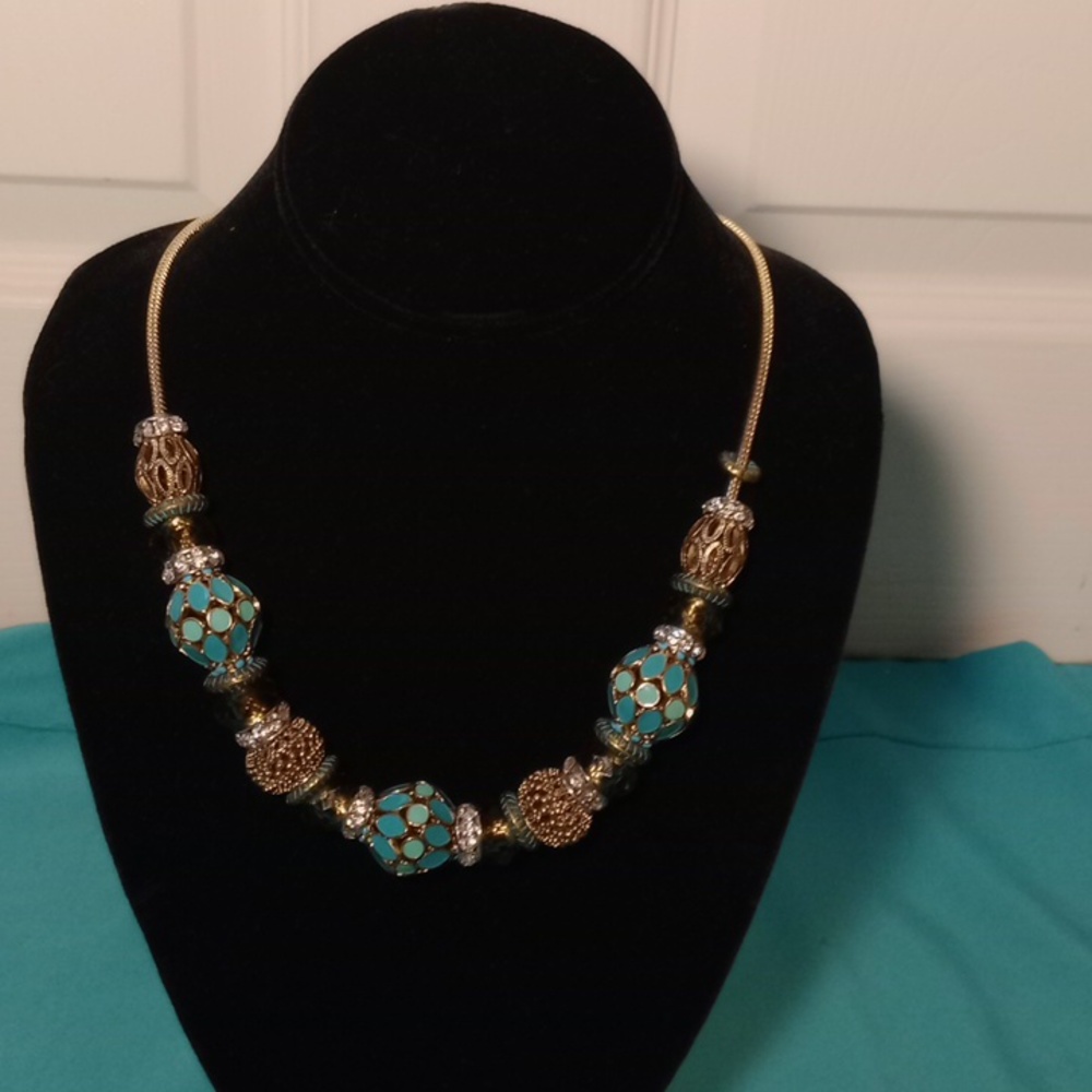 MYTHOLOGY TEAL AND GOLD TONE, NECKLACE